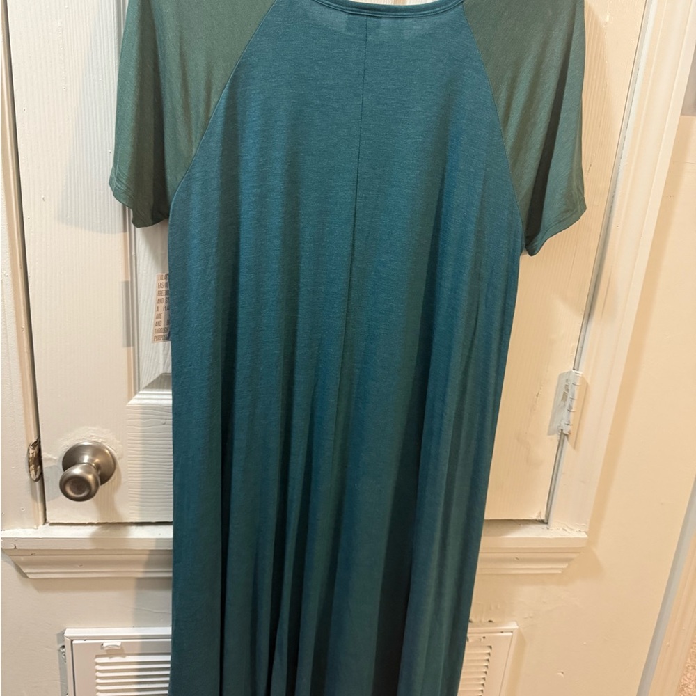 LuLaRoe Teal Carly Dress - Picture 4 of 4